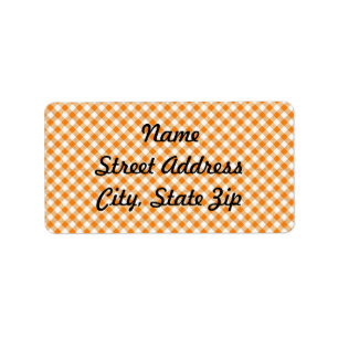 Oranje Gingham Achtergrond Adres Sticker