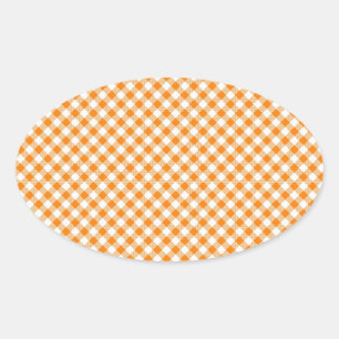 Oranje Gingham Background Oval Sticker