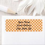Oranje Gingham Background Return Address Sticker (Insitu)