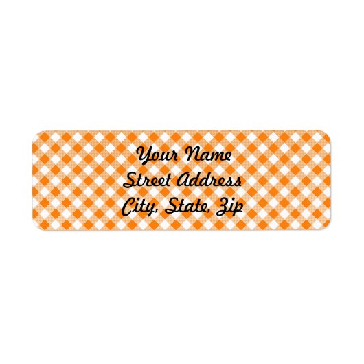 Oranje Gingham Background Return Address Sticker (Voorkant)