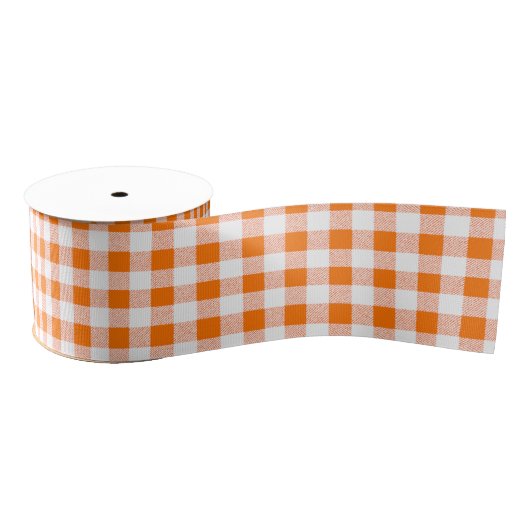 Oranje Gingham Check Pattern Grosgrain Lint (Spoel)