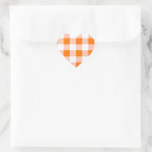 Oranje Gingham Check Pattern Hart Sticker (Tas)