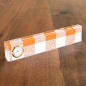 Oranje Gingham Check Pattern Naambordje (Zijkant)