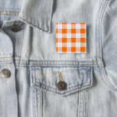 Oranje Gingham Check Pattern Vierkante Button 5,1 Cm (In situ)