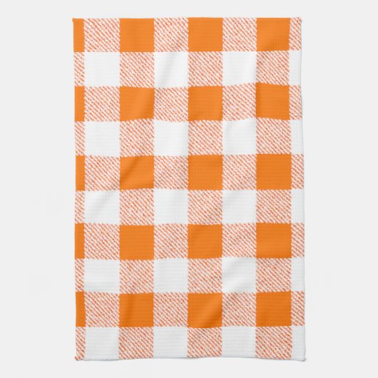 oranje gingham check theedoek (Verticaal)