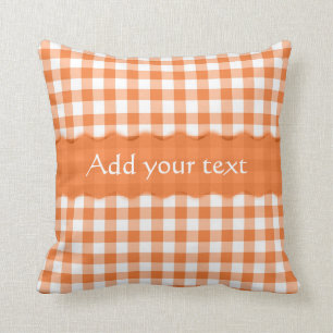 Oranje Gingham Checkered Pattern - Gepersonaliseer Kussen