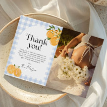 Oranje Gingham Citrus Baby Shower Foto