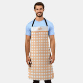 Oranje Gingham Custom Monogram Initialen Schort (Gedragen)