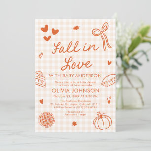 Oranje Gingham Hand Getekende Herfst Liefde Baby S Kaart