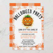 Oranje Gingham Jackolantern Gepersonaliseerd Hallo Kaart (Voorkant / Achterkant)