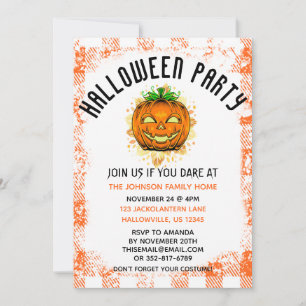 Oranje Gingham Jackolantern Gepersonaliseerd Hallo Kaart