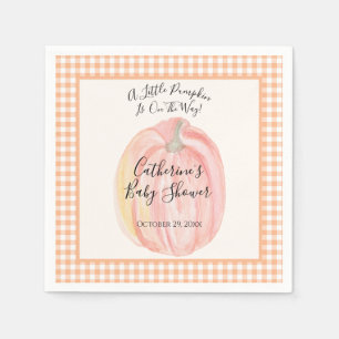 Oranje Gingham Kleine Pompoen Baby Shower Servet