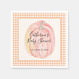 Oranje Gingham Kleine Pompoen Baby Shower Servet
