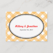 Oranje gingham land rustic cherry secard plaatskaartje (Achterkant)