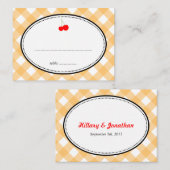 Oranje gingham land rustic cherry secard plaatskaartje (Voorkant / Achterkant)