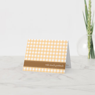 Oranje gingham lint aangepaste foto bedankt