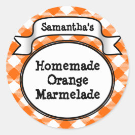 Oranje Gingham Marmelade, Jelly, Jam Jar/Lid Label