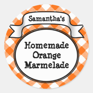 Oranje Gingham Marmelade, Jelly, Jam Jar/Lid Label