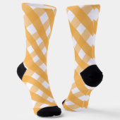 Oranje Gingham Monogrammed Pattern Socks Sokken (Gebogen)