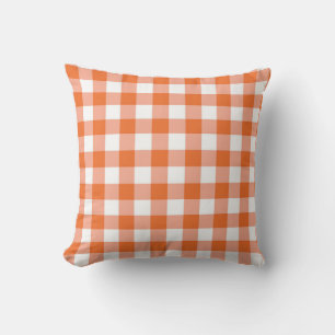Oranje Gingham Omkeerbaar Sierkussen