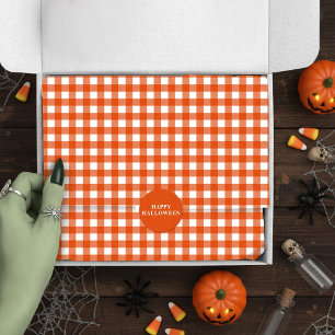 Oranje Gingham Plaid Rutcontrole Tissuepapier