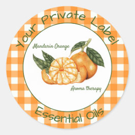 Oranje Gingham Private Essential Oils label