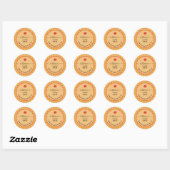 Oranje gingham ruitjespapier zelfgemaakte esdoorns ronde sticker (Vel)