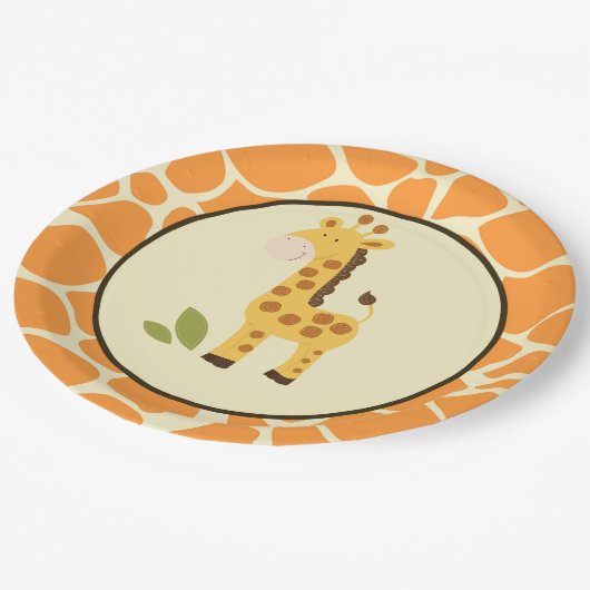 Oranje Giraffe Bord/Oerwoud Papieren Bordje (Gekanteld)