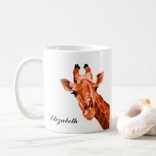 Oranje Giraffe Pop Art Persoonlijke koffie Mok