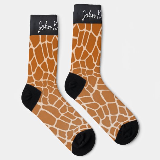 Oranje Giraffe Spots Fun Animal Print Gepersonalis Sokken (Rechts)