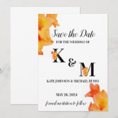 Oranje Gladiolus Flower Waterverf Save The Date (Voorkant / Achterkant)