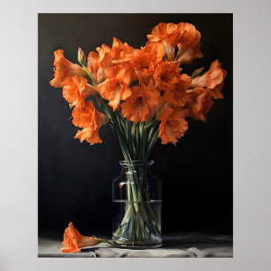 Oranje Gladiolus Flowers Art Print Poster