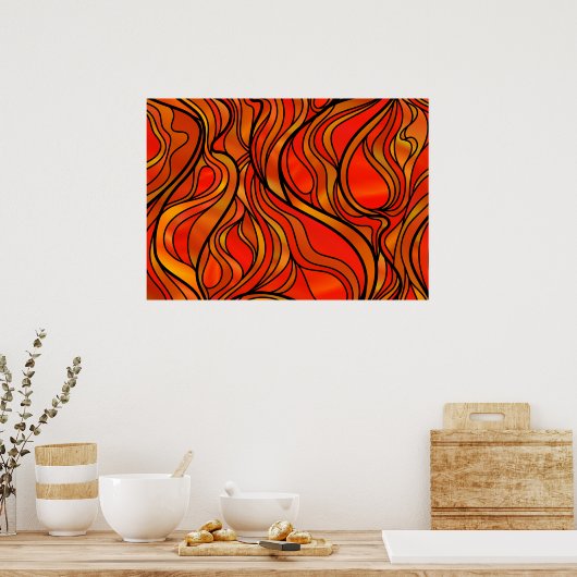 Oranje Glas in lood Abstract Poster (Keuken)