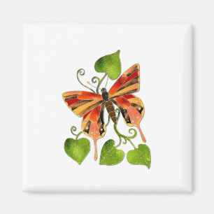 Oranje Glas in lood Butterfly Magnet Magneet