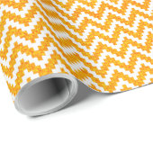 Oranje glitter en wit Ikat Chevron Pattern Cadeaupapier (Rol Hoek)