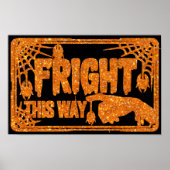 Oranje Glitter Fright This Way Spider Poster (Voorkant)