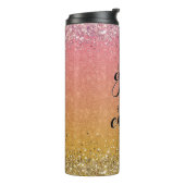 Oranje Glitter Girl Boss Name Building Empire Thermosbeker (Gedraaid links)