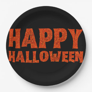 Oranje Glitter Happy Halloween Bord