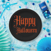 Oranje Glitter Happy Halloween Bord (Feest)