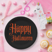 Oranje Glitter Happy Halloween Bord (Feest)