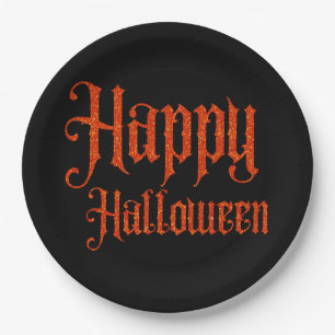 Oranje Glitter Happy Halloween Bord