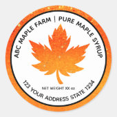 Oranje Glitter Maple Leaf Maple Syrup Label (Voorkant)