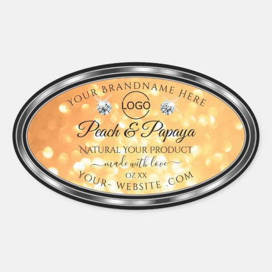 Oranje Glitter Product Label Sparkle Diamonds Logo (Voorkant)