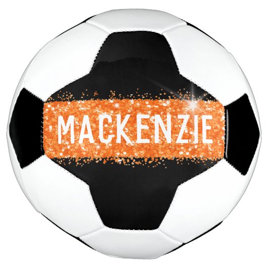 Oranje Glitter Sparkly Name Persoonlijk Voetbal (Gedraaid)