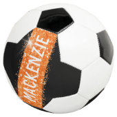 Oranje Glitter Sparkly Name Persoonlijk Voetbal (Drie kwart)