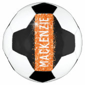 Oranje Glitter Sparkly Name Persoonlijk Voetbal (Voorkant)
