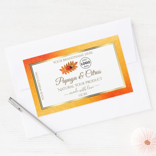 Oranje Glitter White Product Labels Ladybug Logo (Envelop)