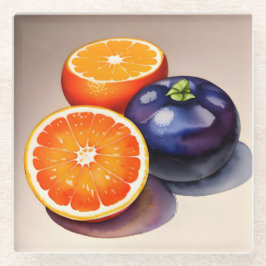 Oranje gloed Waterverf Glazen Onderzetter