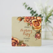 Oranje Glow Roos verjaardagsfeestje Kaart (Staand voorkant)