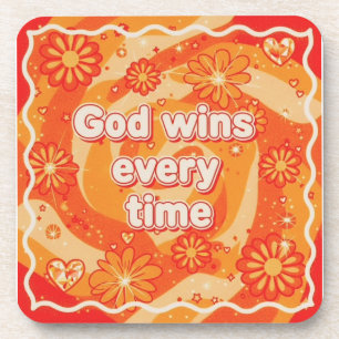 oranje God wint elke keer christelijk geloof Bier Onderzetter